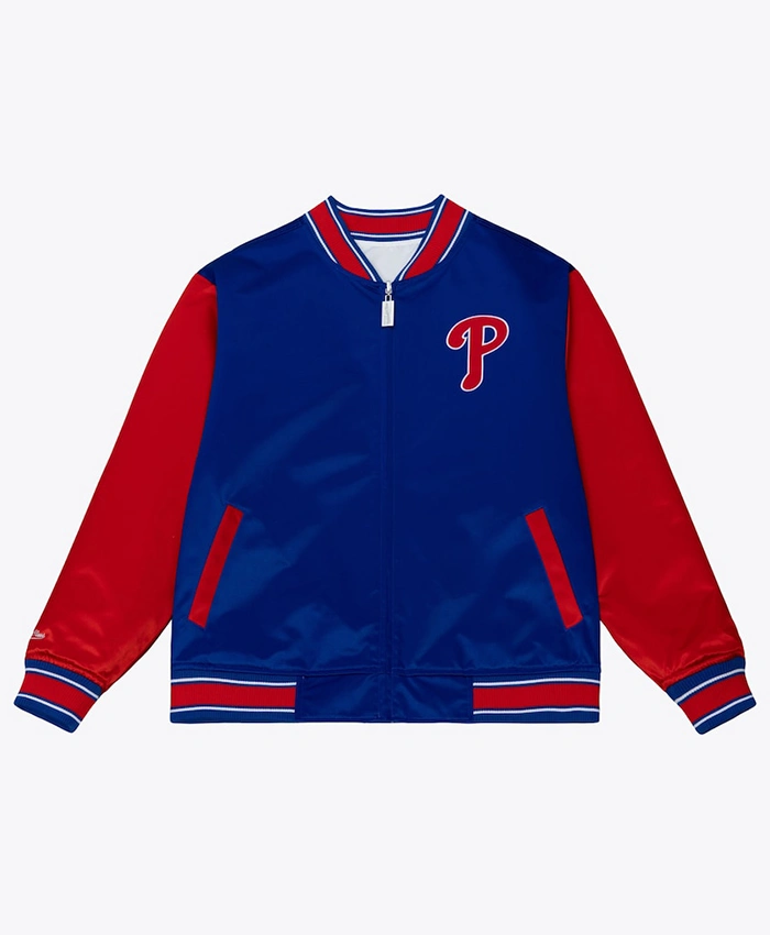 Philadelphia Phillies Red And Blue Full-Zip Satin Jacket