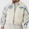 Plus Boxy Teddy Applique Bomber Jacket front with relaxed streetwear style