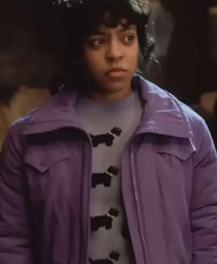 Priah Ferguson Series Stranger Things S05 Erica Sinclair Purple Jacket front view