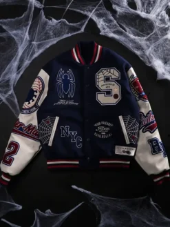 Protector Of NYC Navy And Butter Letterman Jacket