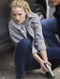 Reacher Season 02 Willa Fitzgerald Grey Jacket Side profile