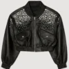 Sandro-Crystal-Studded-Black-Leather-Bomber-Jacket