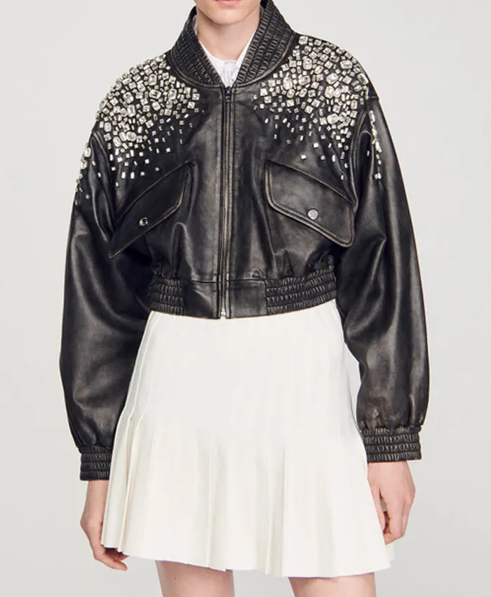 Sandro-womens-crystal-embellished-leather-jacket
