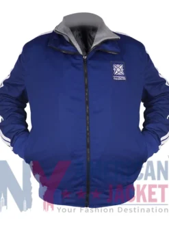 Sarajevo 84 Olympics blue and grey polyester jacket full front view