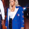 Savannah James Philadelphia 76ers Blue Double-Breasted Blazer front view