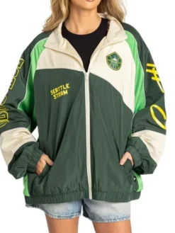 Seattle Storm Wild Collective Oversized Track Jacket front with sporty design