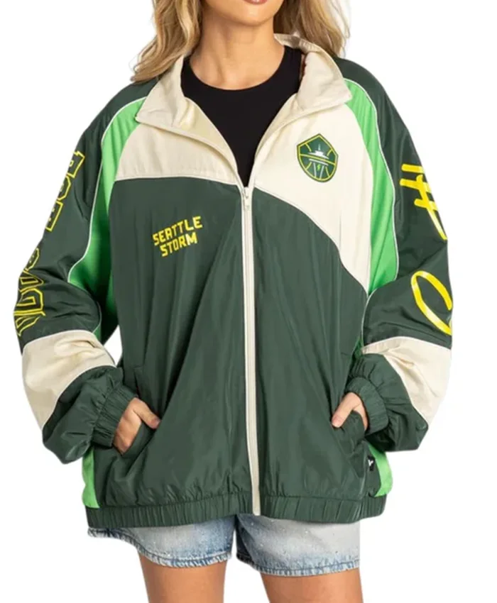 Seattle Storm Wild Collective Oversized Track Jacket front with sporty design