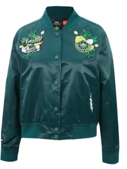 Seattle Storm Women's Ink And Bloom Satin Jacket front with elegant finish