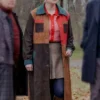 Selena Gomez Only Murders In The Building S04 Colorblock Suede Leather Coat front view