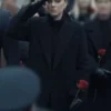 Serinda Swan Reacher Season 2 Karla Dixon Black Trench Coat front view
