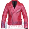 Sex Life Billie Connelly Pink Leather Jacket Front View