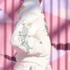 Side View of OFF White x WNBA New York Liberty White Leather Jacket