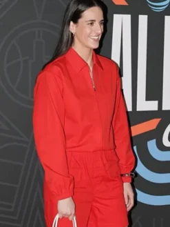 Side view of WNBA All-Star Game 2026 Caitlin Clark Red Cotton Utility Jacket