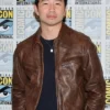 Simu Liu Marvel SDCC 2026 Brown Leather Jacket front view design