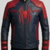 Spider-Man Brand New Day 2026 Black and Red Leather Costume Jacket front view
