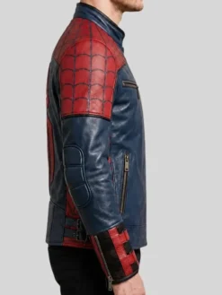 Spider-Man Brand New Day Leather Costume Jacket with erect collar and belted cuffs details