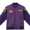 Spider-Man Retro Purple Wool 90 Varsity Jacket Front View