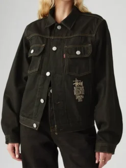 Stussy-Levis-Crispy-Rinse-Denim-Trucker-Jacket-Black