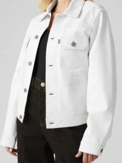 Stussy-x-Levis-White-Leather-Trucker-Jacket