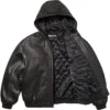 Supreme-Studded-Black-Leather-Bomber-Jacket-With-Hood
