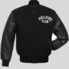 TV-Series Stranger Things Hellfire Club Black Varsity Leather Jacket front view
