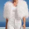 The Obsession Feather Cape White Jacket