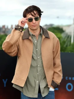 The Odyssey 2026 London Premier Robert Pattinson Brown Jacket