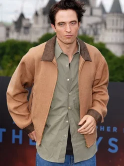 The Odyssey London Premier 2026 Robert Pattinson Brown Jacket