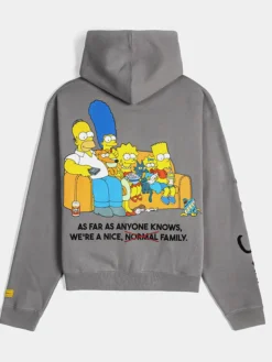 The Simpsons x Shoe Palace Grey Zip-Up Fleece Hoodie back view