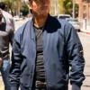 The Terminal List Chris Pratt Blue Cotton Bomber Jacket full-length sleeve design