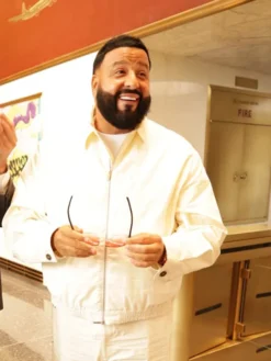 The Tonight Show DJ Khaled White Satin Jacket Front View