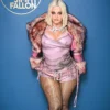 The Tonight Show Starring Jimmy Fallon Bebe Rexha Pink Faux Fur Jacket front view