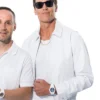 Tom Brady Michael Rubin White Party 2026 White Leather Jacket