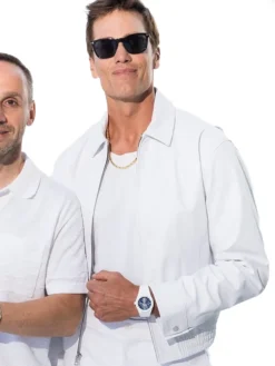Tom Brady Michael Rubin White Party 2026 White Leather Jacket