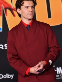 Tom Holland Brand New Day 2026 premiere suit with lapel collar and buttoned blazer