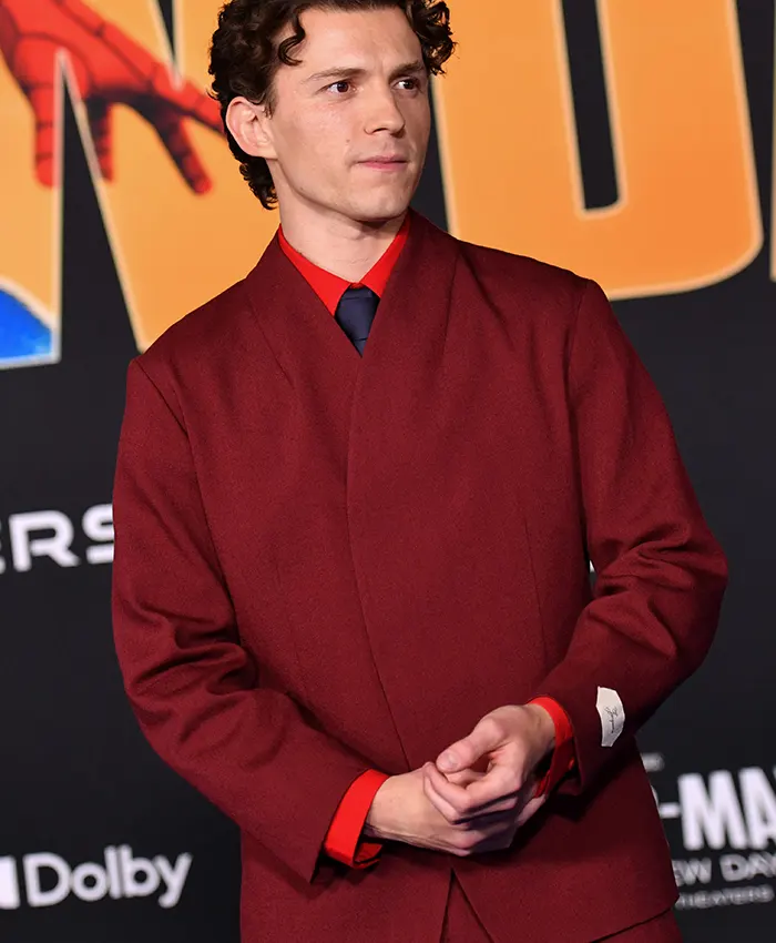 Tom Holland Brand New Day 2026 premiere suit with lapel collar and buttoned blazer
