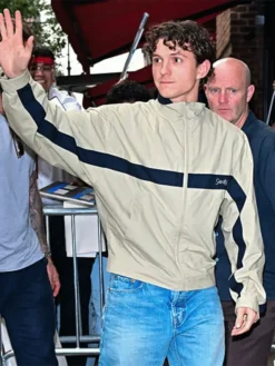 Tom Holland NYC Saint Laurent Beige Windbreaker Jacket