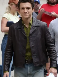 Tom Holland The Odyssey 2026 London Premier Brown Jacket
