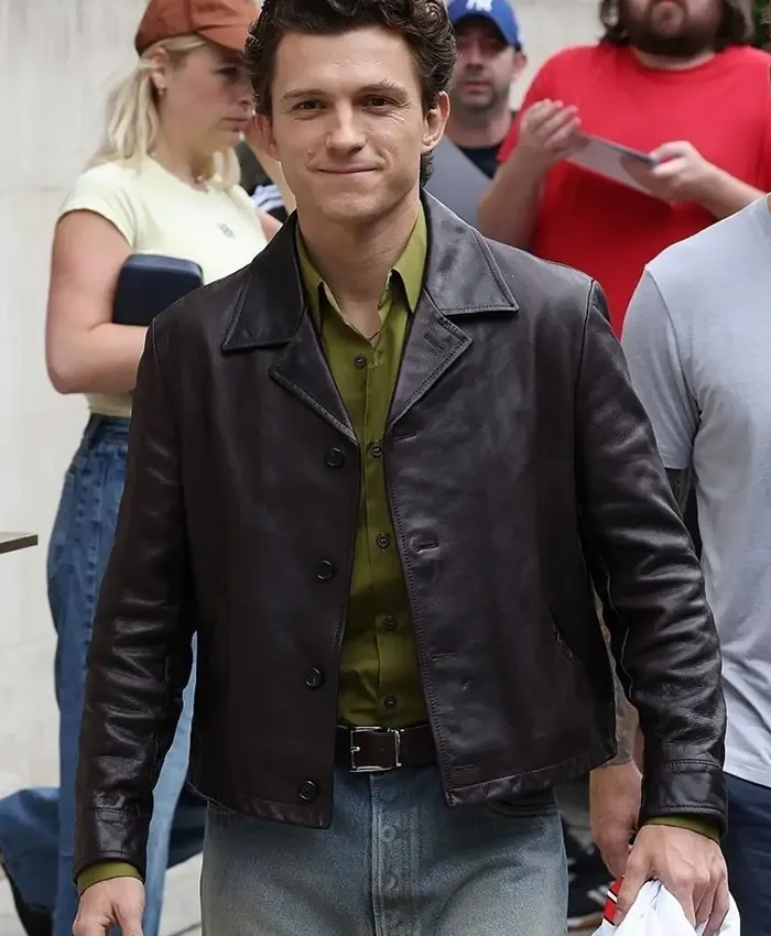 Tom Holland The Odyssey 2026 London Premier Brown Jacket
