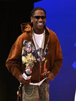 Travis Scott Fanatics Fest NYC 2026 Brown Jacket Front View