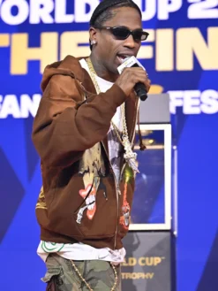 Travis Scott Fanatics Fest NYC 2026 Brown Jacket Side View