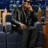 Travis Scott The Tonight Show Leather Black Blazer Side View