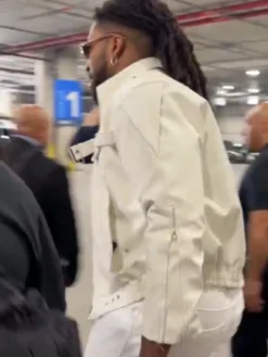 Trick Williams Fanatics Fest NYC 2026 White Leather Jacket Side View