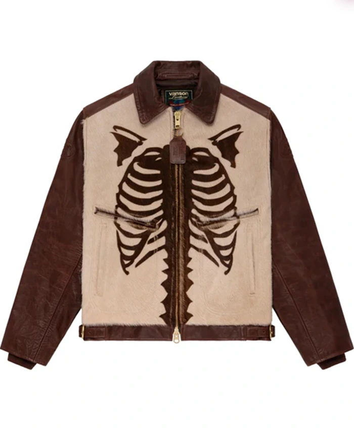 Vanson Aime Leon Dore Brown Pony Hair Bones Jacket