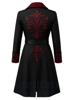 Victorian Gothic Vampire Red Steampunk Embroidered Coat