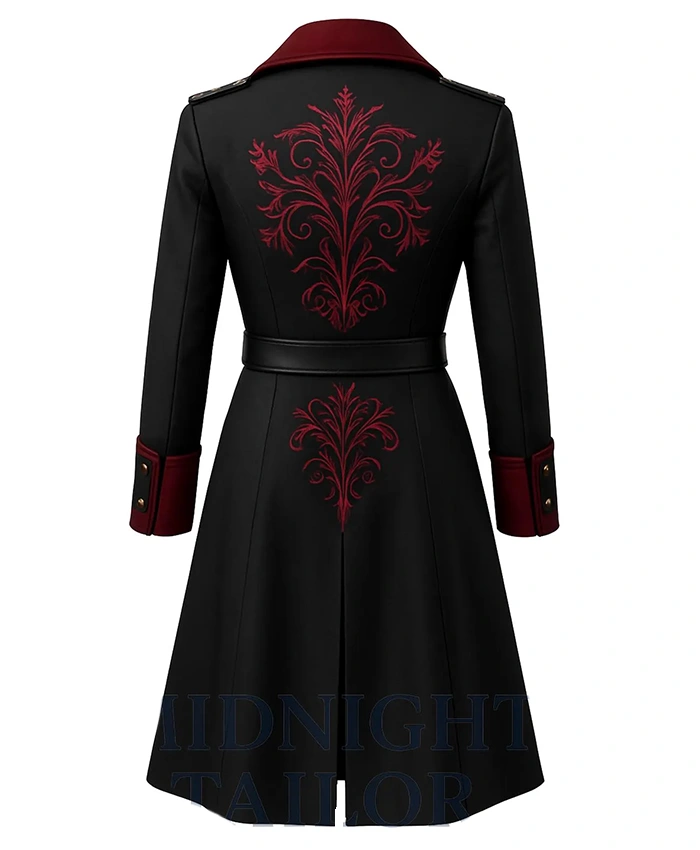 Victorian Gothic Vampire Red Steampunk Embroidered Coat