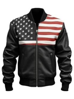 Shop Vintage USA American Flag Leather Jacket For Men and Women