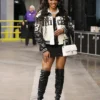 WNBA Aneesah Morrow Official Moto Bomber Jacket Side View