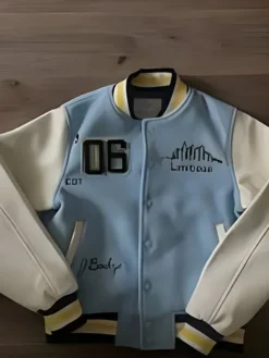 WNBA Chicago Sky Limitless Blue and White Wool Varsity Jacket front view