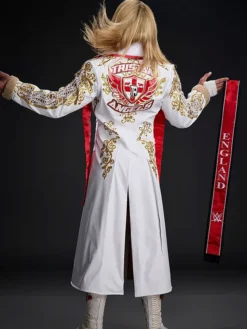 WWE Tristan Angels White And Gold Embellished Wrestling Coat Back View
